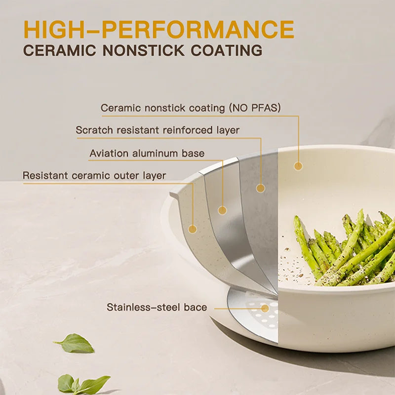 21 Piece Pots and Pans Set Non-Stick, Ceramic Cookware