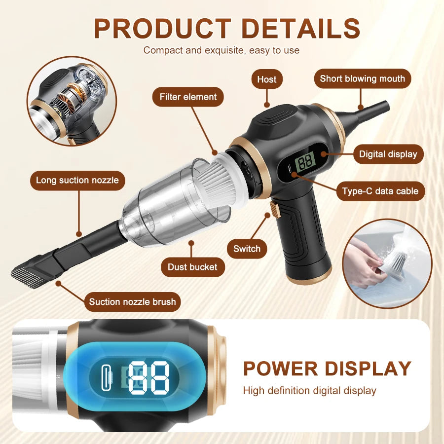 Cordless Handheld Suction Vacuum Cleaner Pet Hair