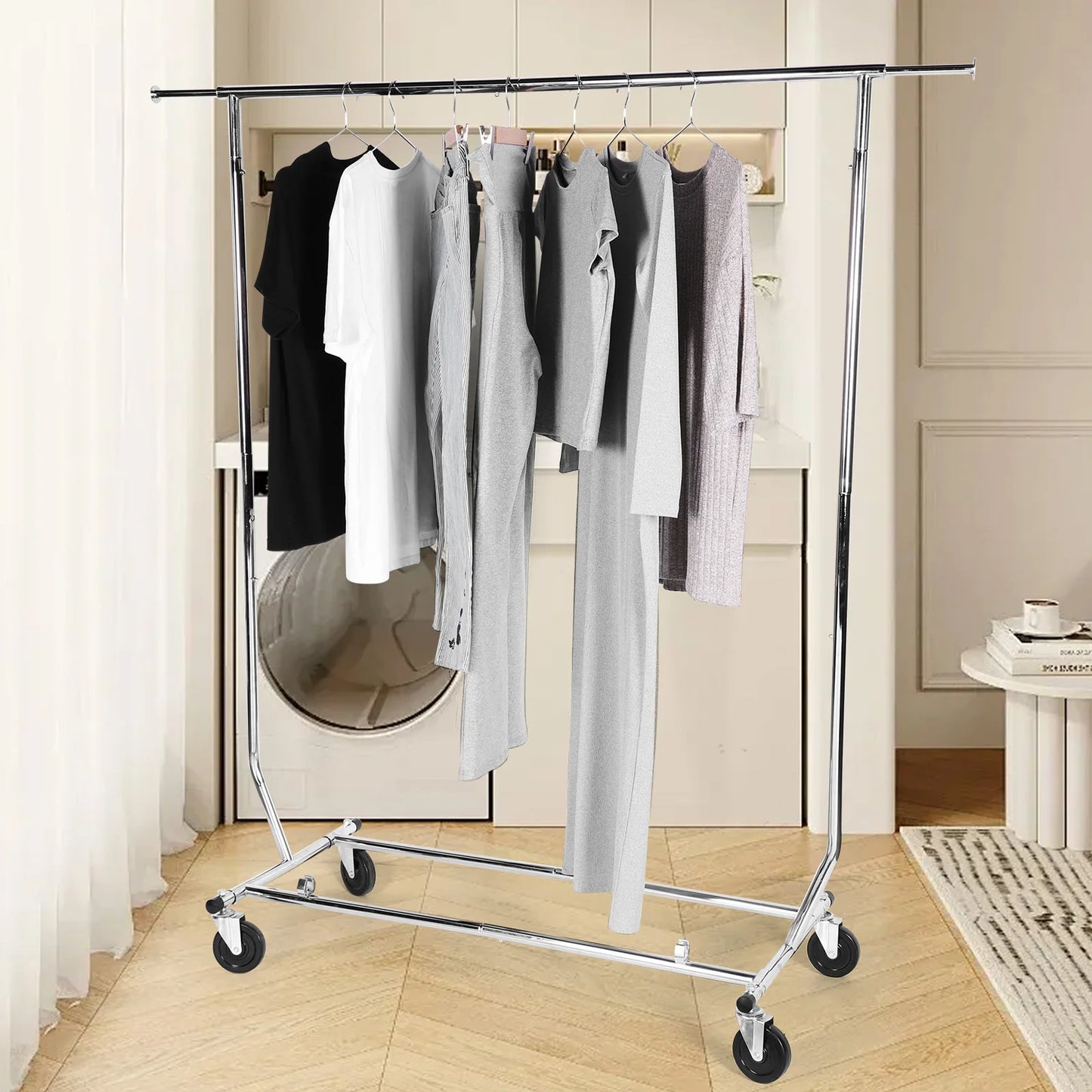 Rolling Rack Lockable Wheels for Bedroom Laundry Living Room