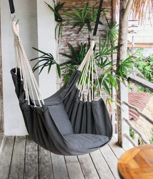 Hanging Hammock Chair Rope Swing 2 Cushions Included