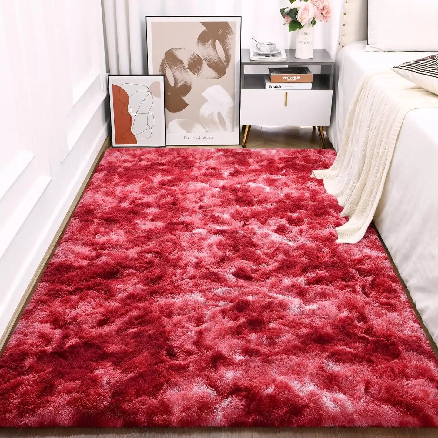 Tie Dye Velvet Rug Fluffy Carpet For Living Room