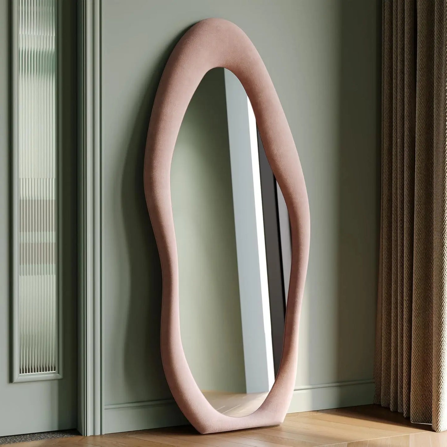 full-length mirror, irregular wave mirror hanging or leaning