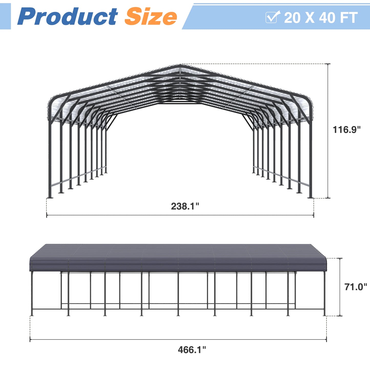 Outdoor Heavy Duty Garage Galvanized Car Shelter
