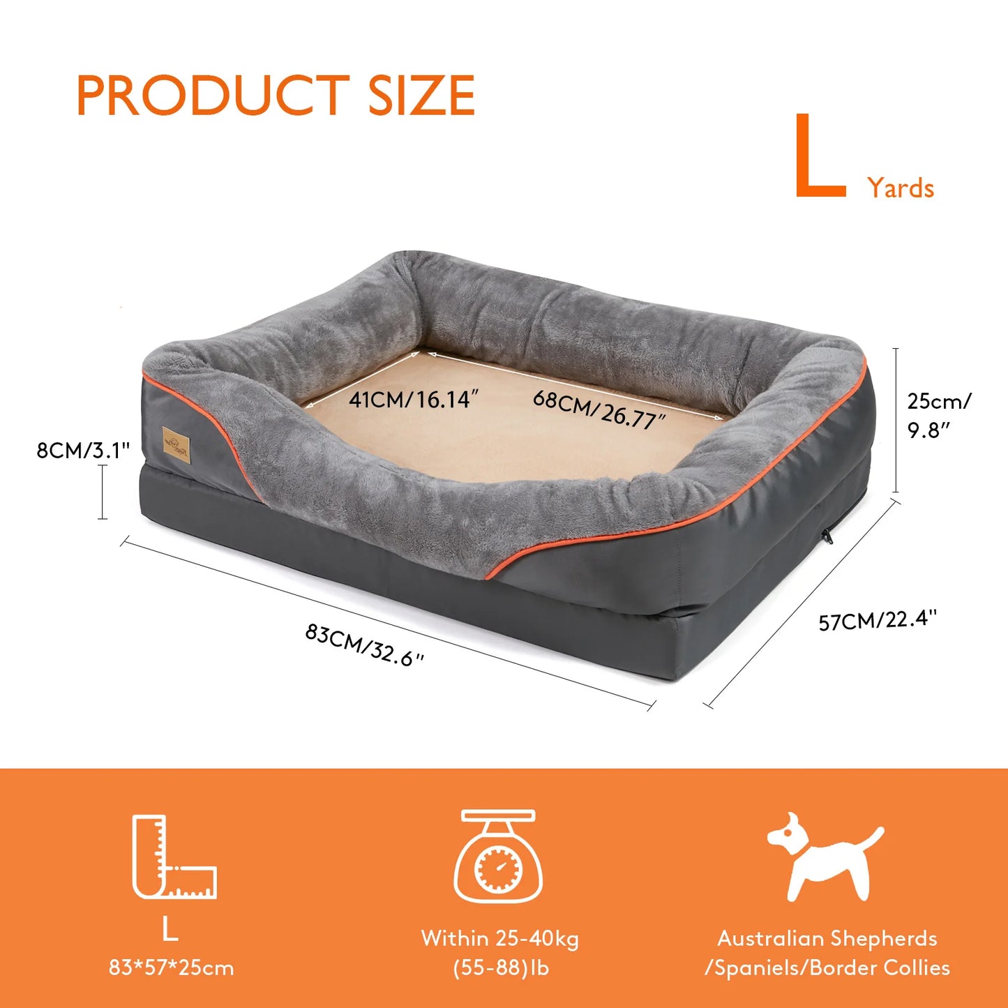 M-XXL Orthopedic Dog Bed ,Memory Foam ,Waterproof