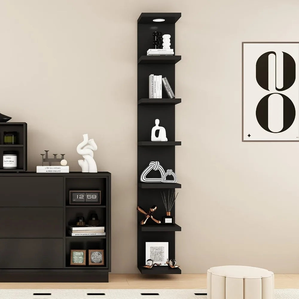 7 Tier Wall Unit,Black Lack Shelf