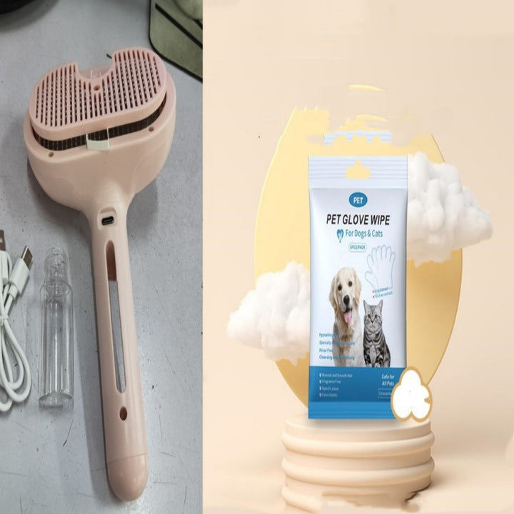Pet Comb Self Cleaning Pets Hair Remover Brush For Dogs Grooming Tools Dematting Comb Built-in Mist Humidifier Pet Products