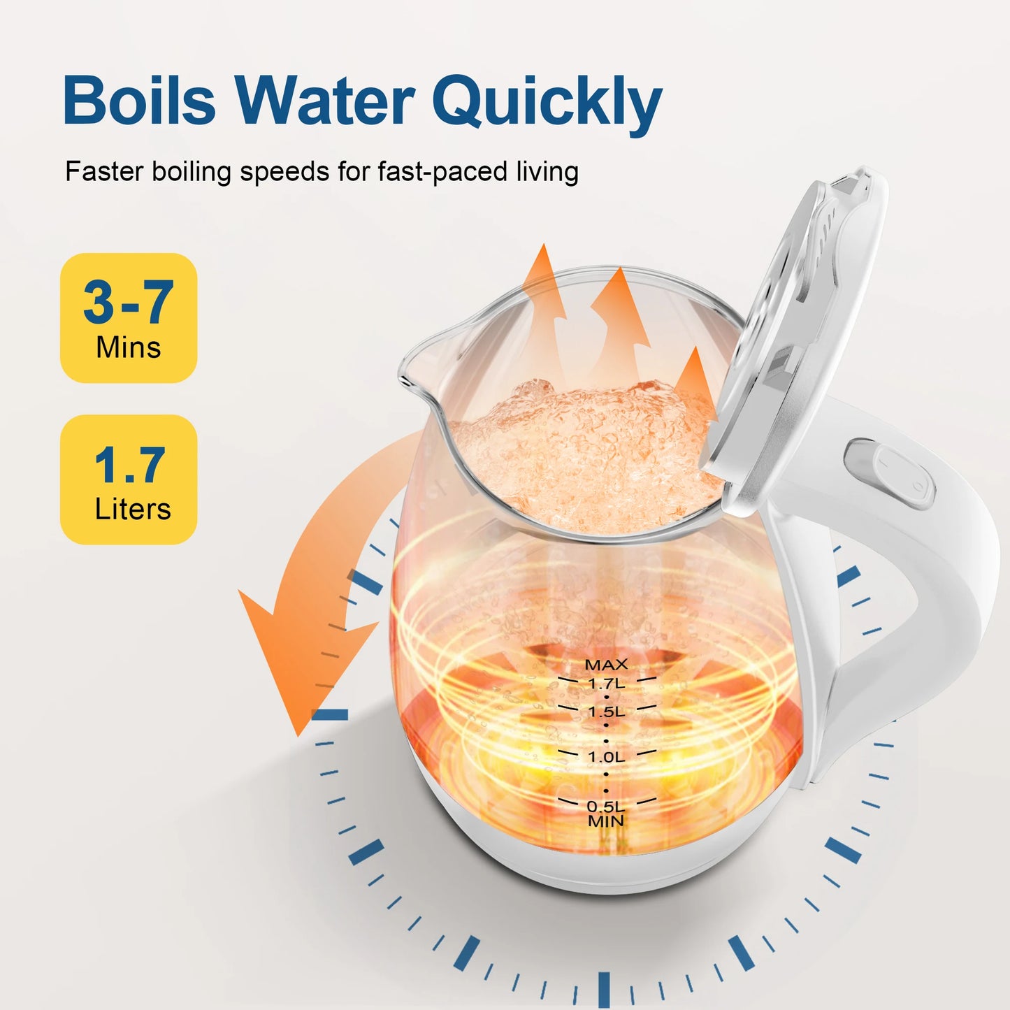 Electric  Glass  Kettle LED Indicator, Fast Boiling