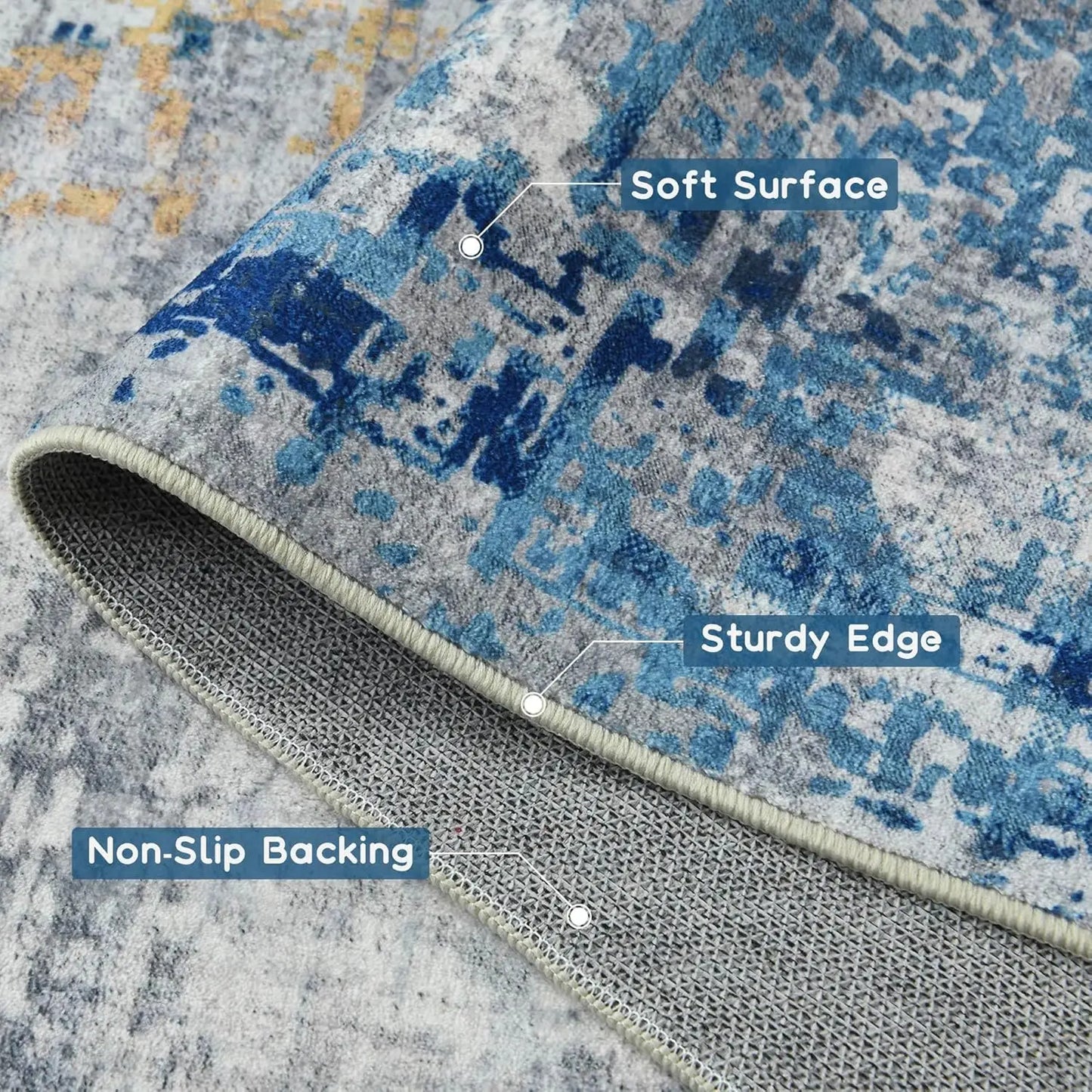 Rugs   Machine Washable Non Slip Low Pile