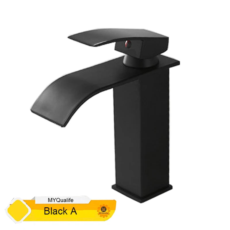 Black Waterfall Bathroom Vanity  Cold And Hot Water