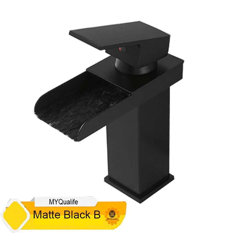 Black Waterfall Bathroom Vanity  Cold And Hot Water