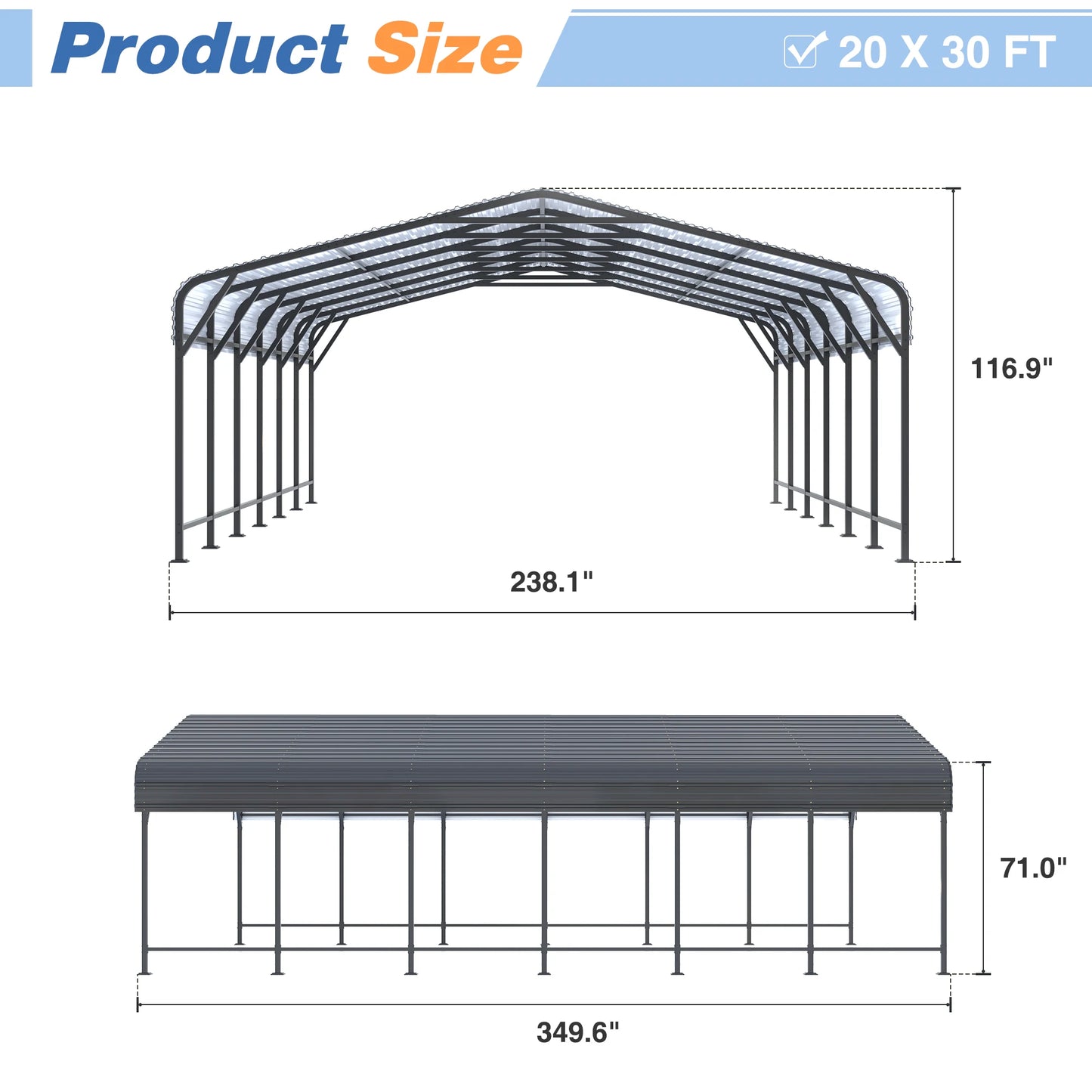 Outdoor Heavy Duty Garage Galvanized Car Shelter