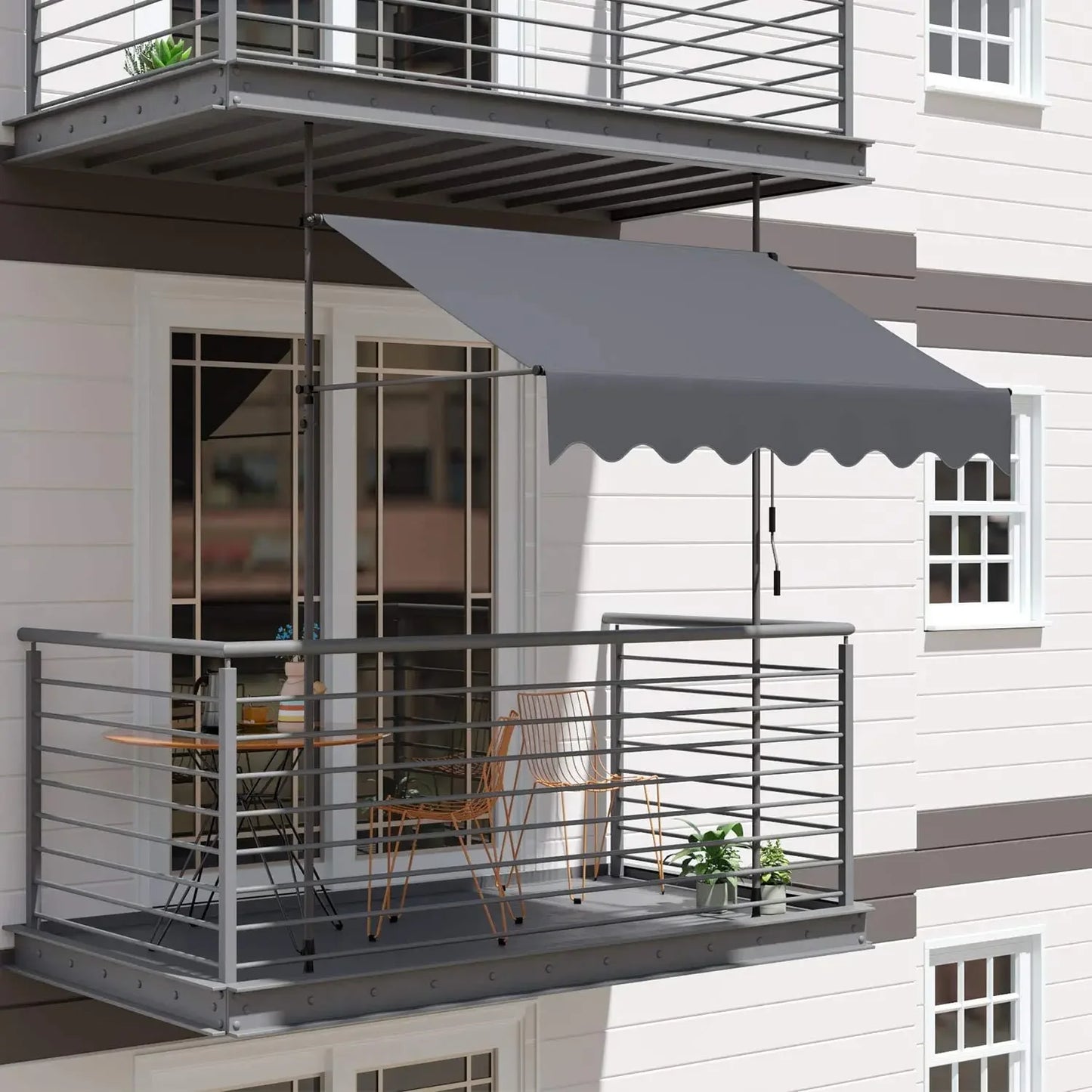 Awning Retractable UV50+ Garden Sun Protection with Hand Crank