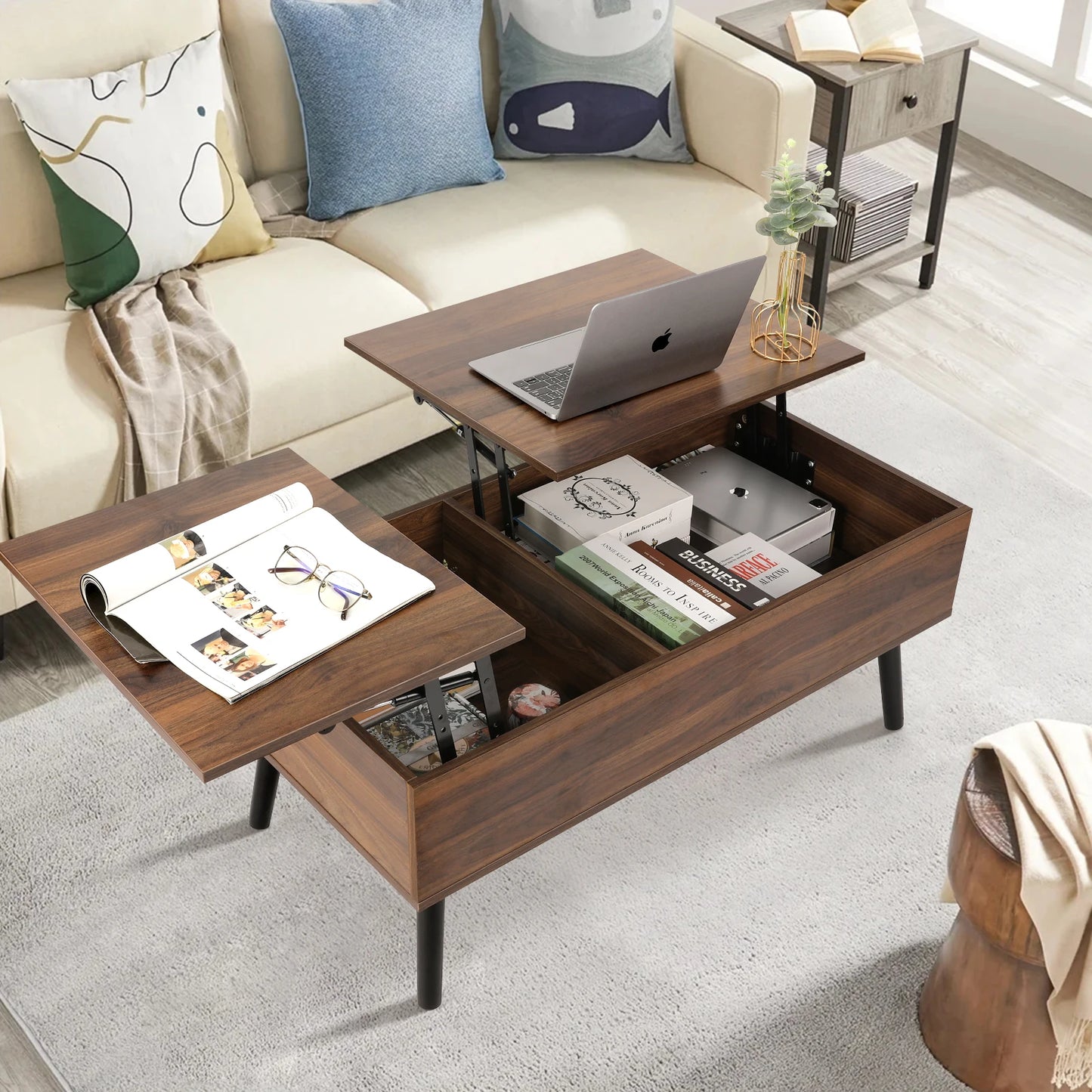 Lift Top Coffee Table with Hidden  Compartment