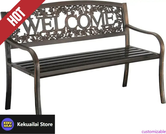 Customizable  Metal Welcome Outdoor Bench