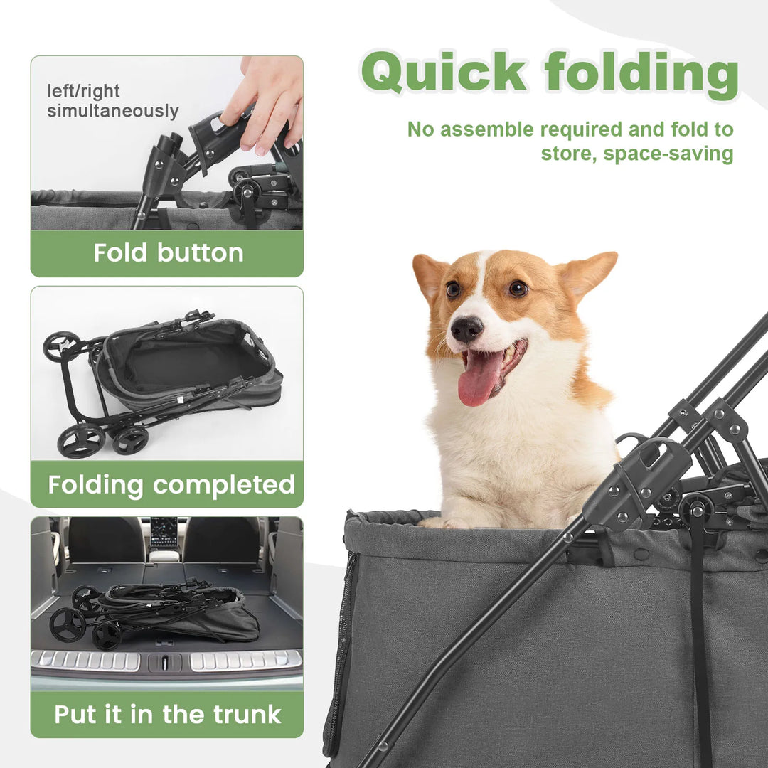 80 lbs  Puppy Stroller with Brakes for Small Medium Dog