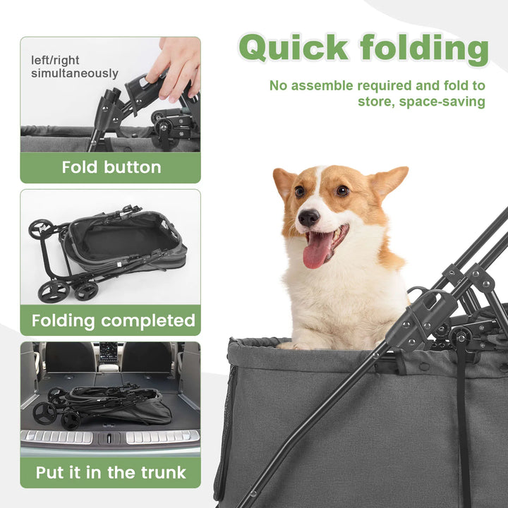 80 lbs  Puppy Stroller with Brakes for Small Medium Dog