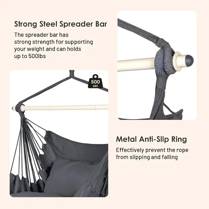 Hanging Hammock 500LB Max  I Porch & Bedroom Decor