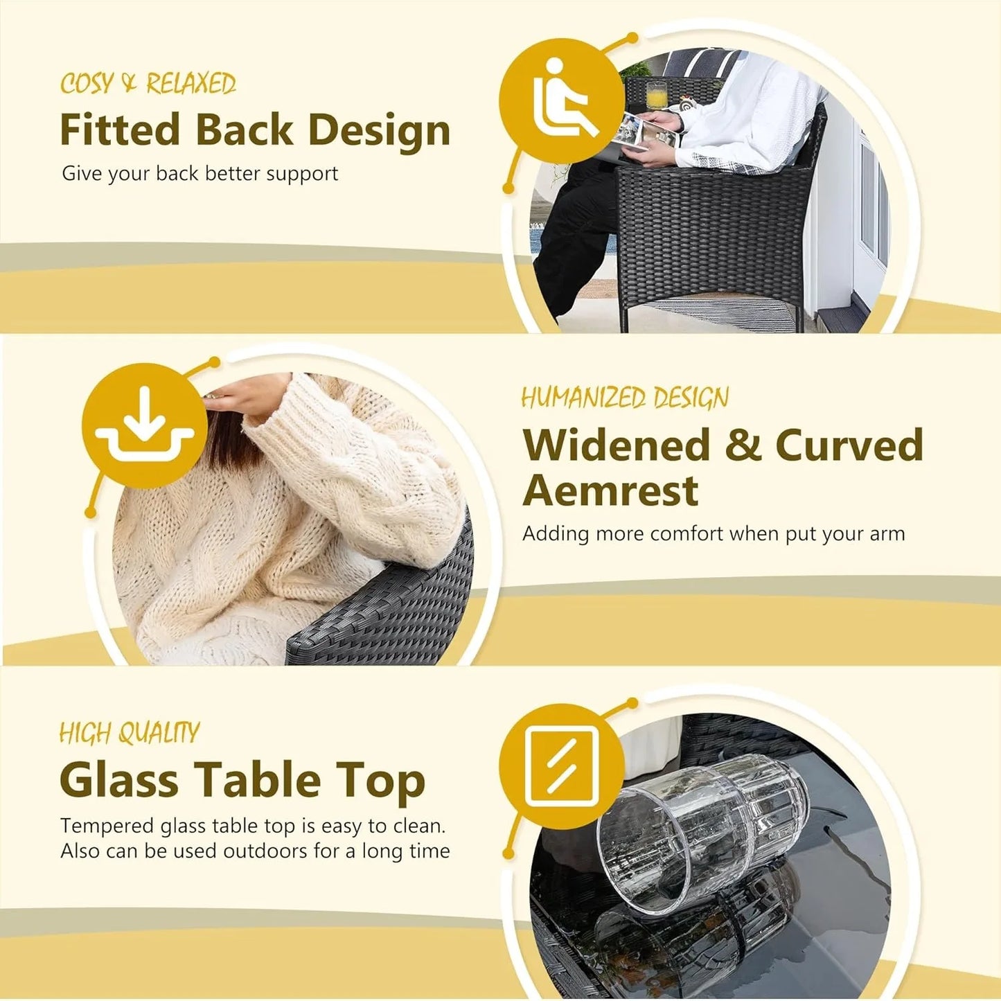 Patio Loveseat Set with Cushions & Built-in  Table