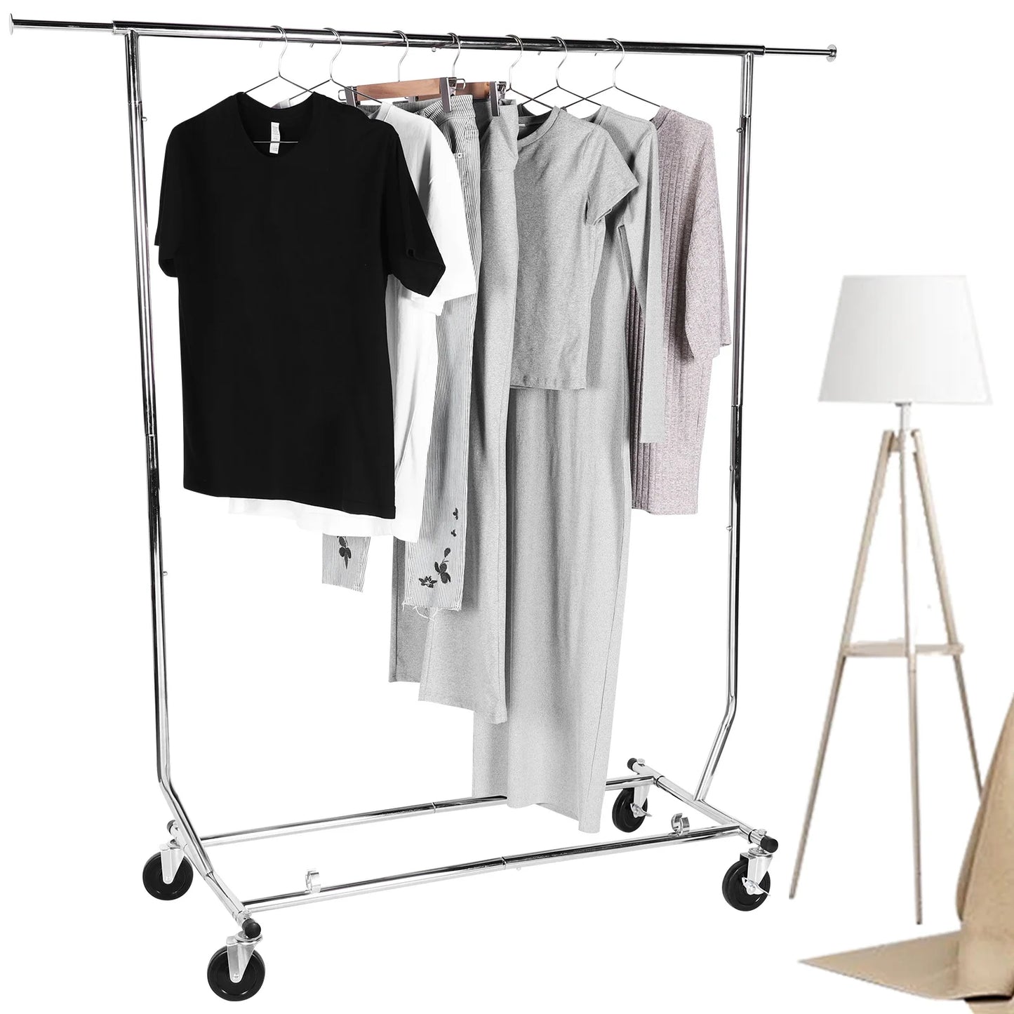 Adjustable Rolling Garment Rack Portable Closet Wardrobe
