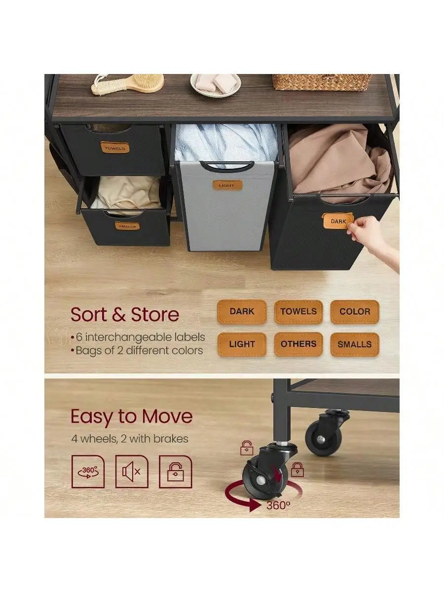 RollingLaundry Hamper With 4 Compartments