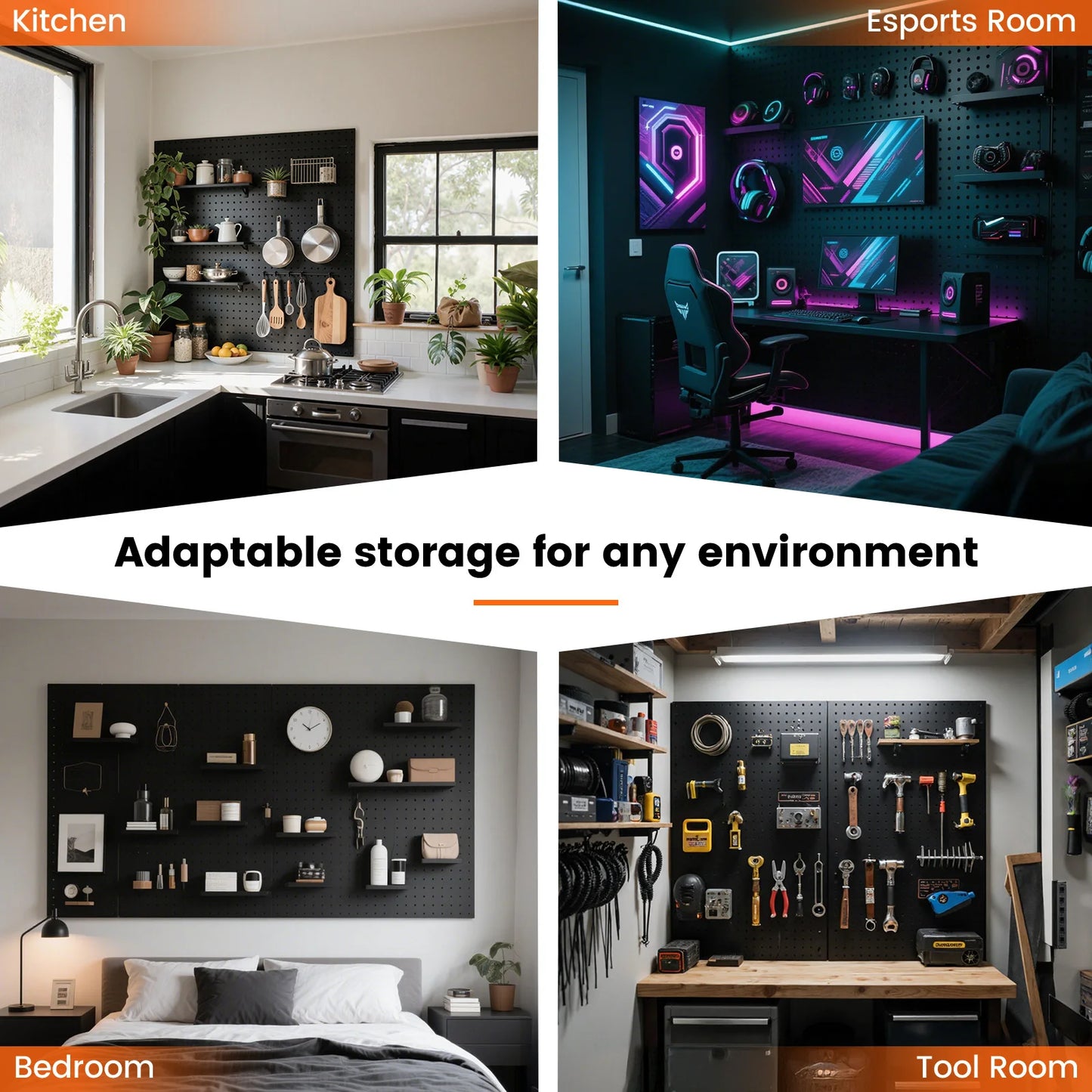 24"×16" Metal Pegboard Wall Organizer Tool Storage