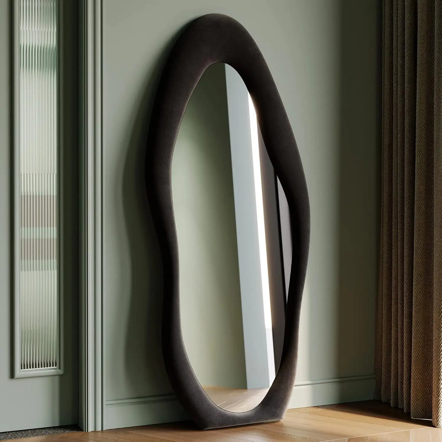 full-length mirror, irregular wave mirror hanging or leaning