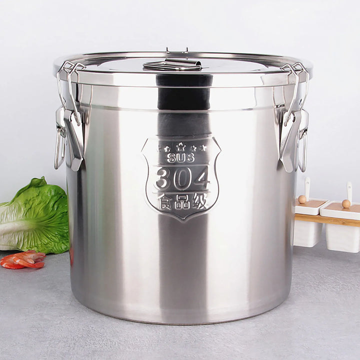 6L Airtight Rice Bucket 304 Stainless Steel Food Storage Container Canister with Lid for Kitchen Grain Flour