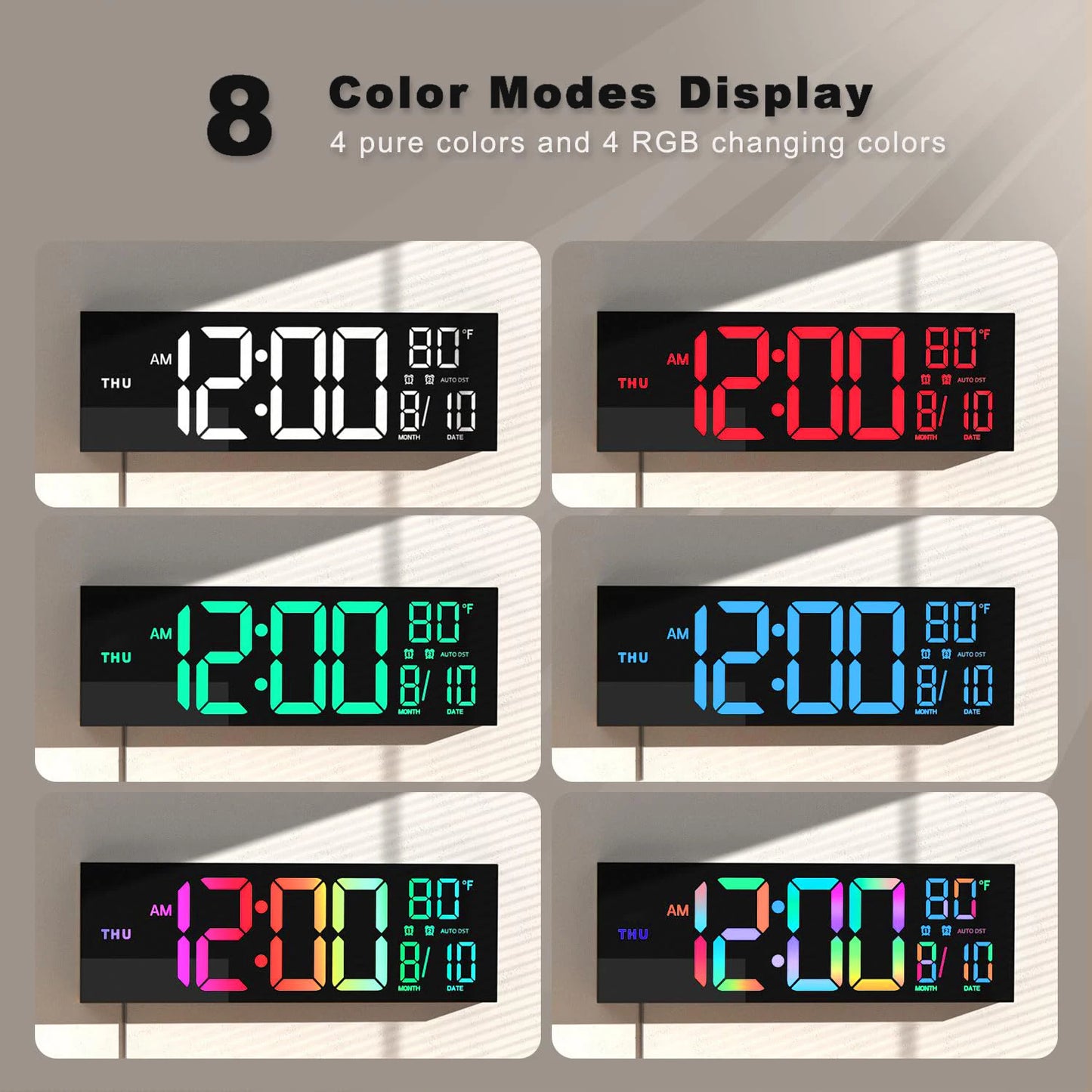 Digital Wall Clock, with Remote, Alarm, DST, Temperature