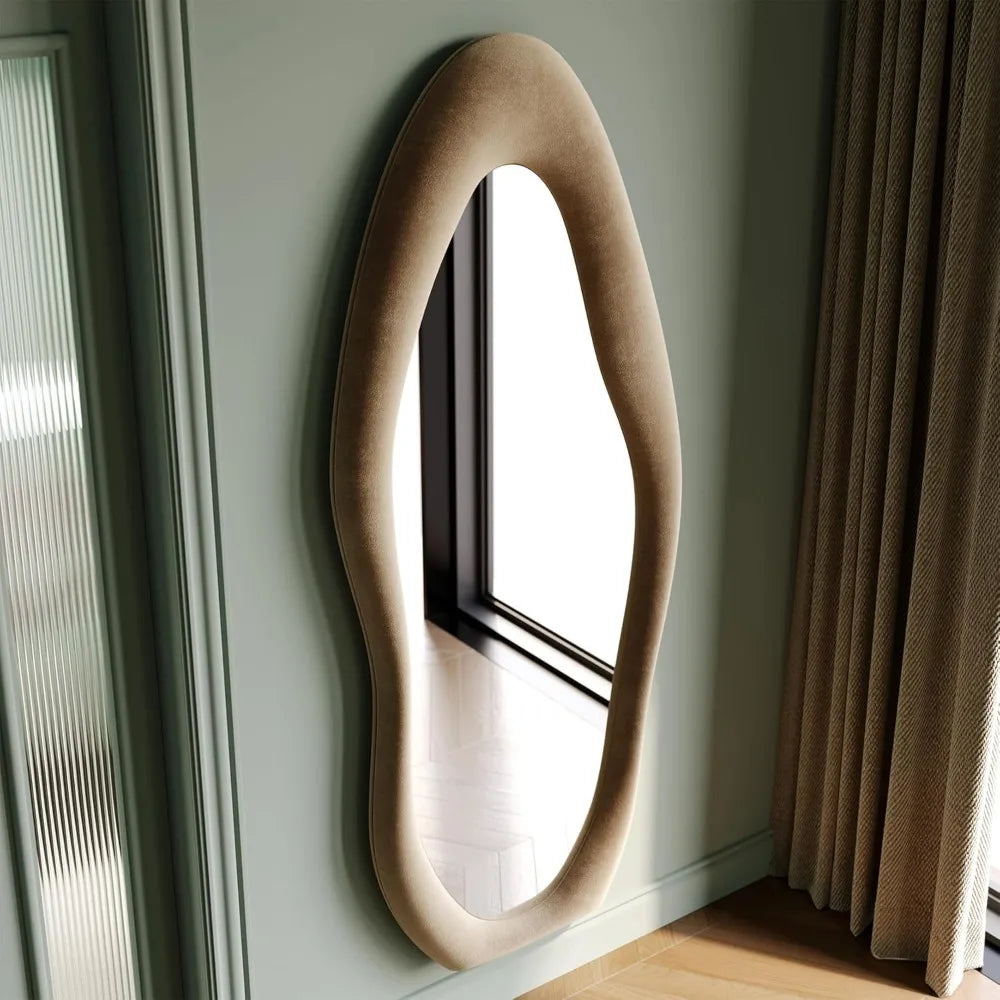 full-length mirror, irregular wave mirror hanging or leaning