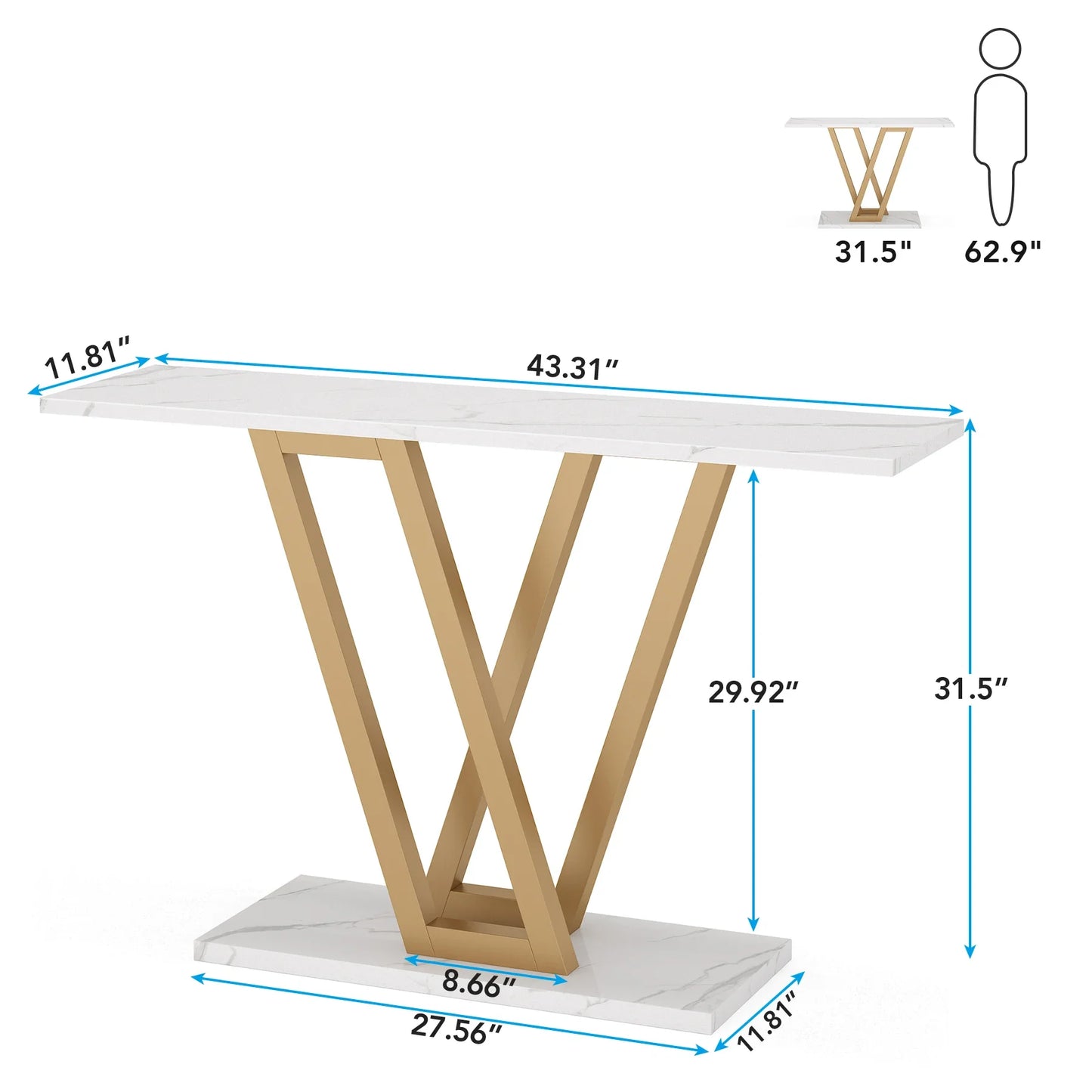 43 Inch Console Table  Living Room Furniture