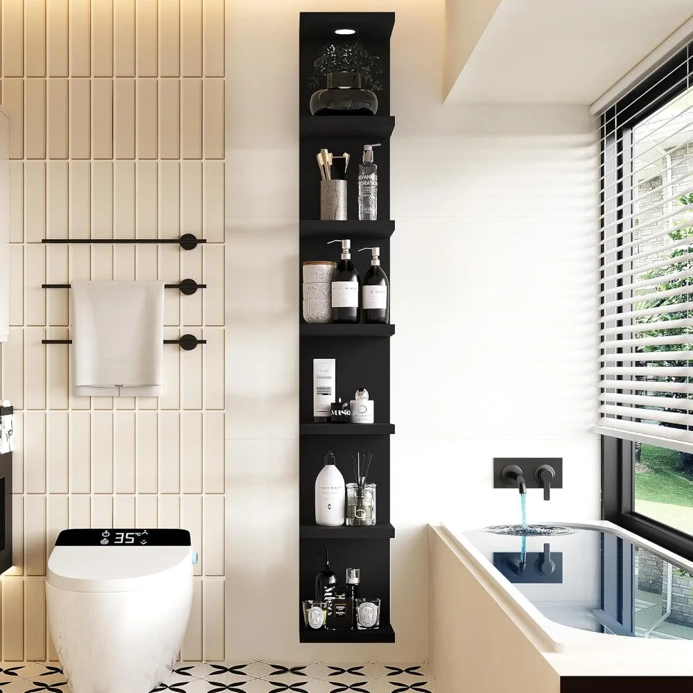 7 Tier Wall Unit,Black Lack  Shelf