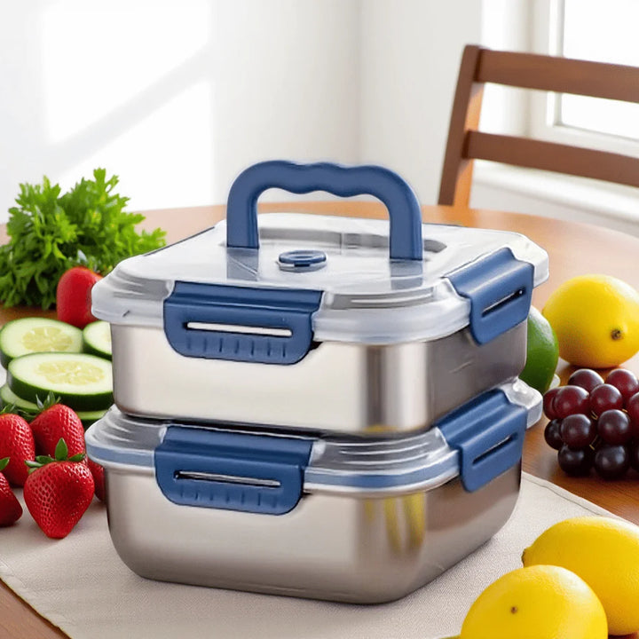 2PCS  Stainless Steel Food Storage Deep Design