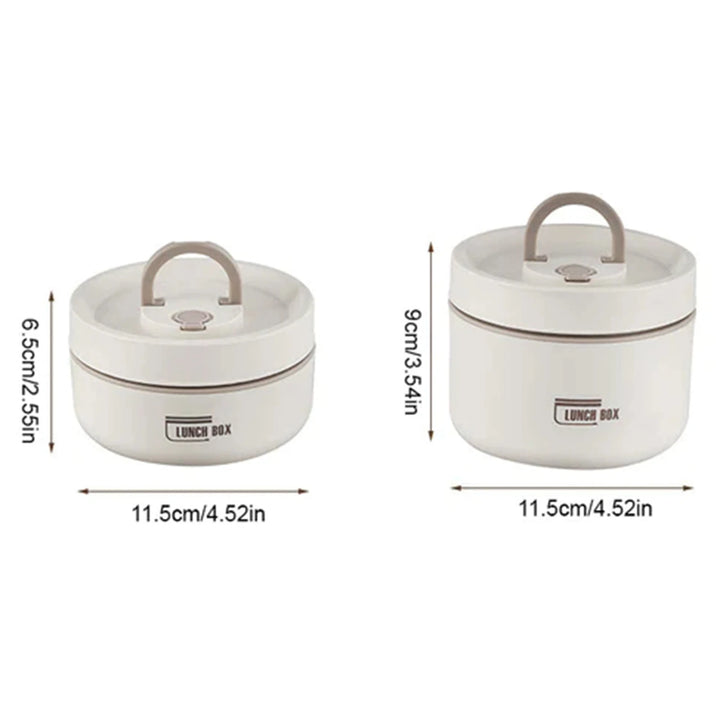 Thermal Lunch Box with Lid Leakproof Round Picnic Lunchbox with Folding Handle for Kids Students Adults MIAO-US