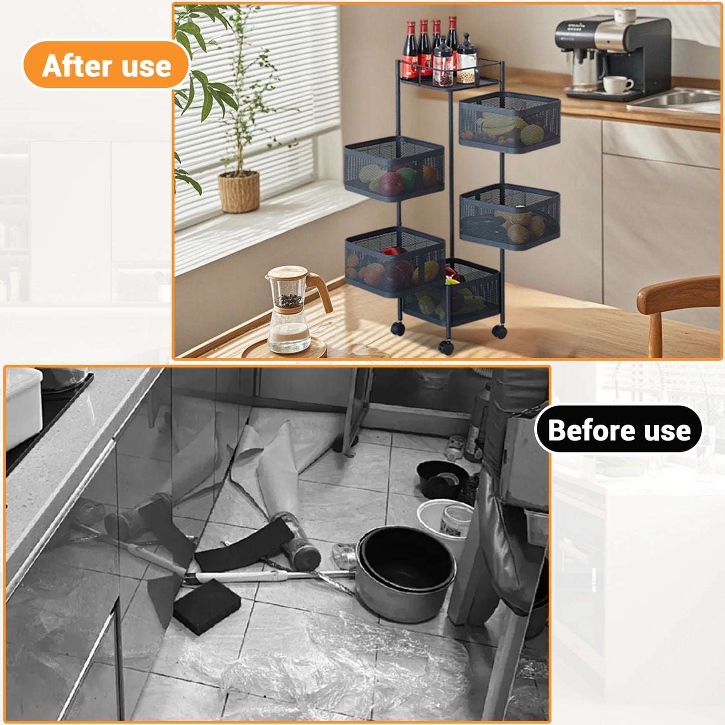 Rolling Storage ,  Vegetable, Snack  Rack