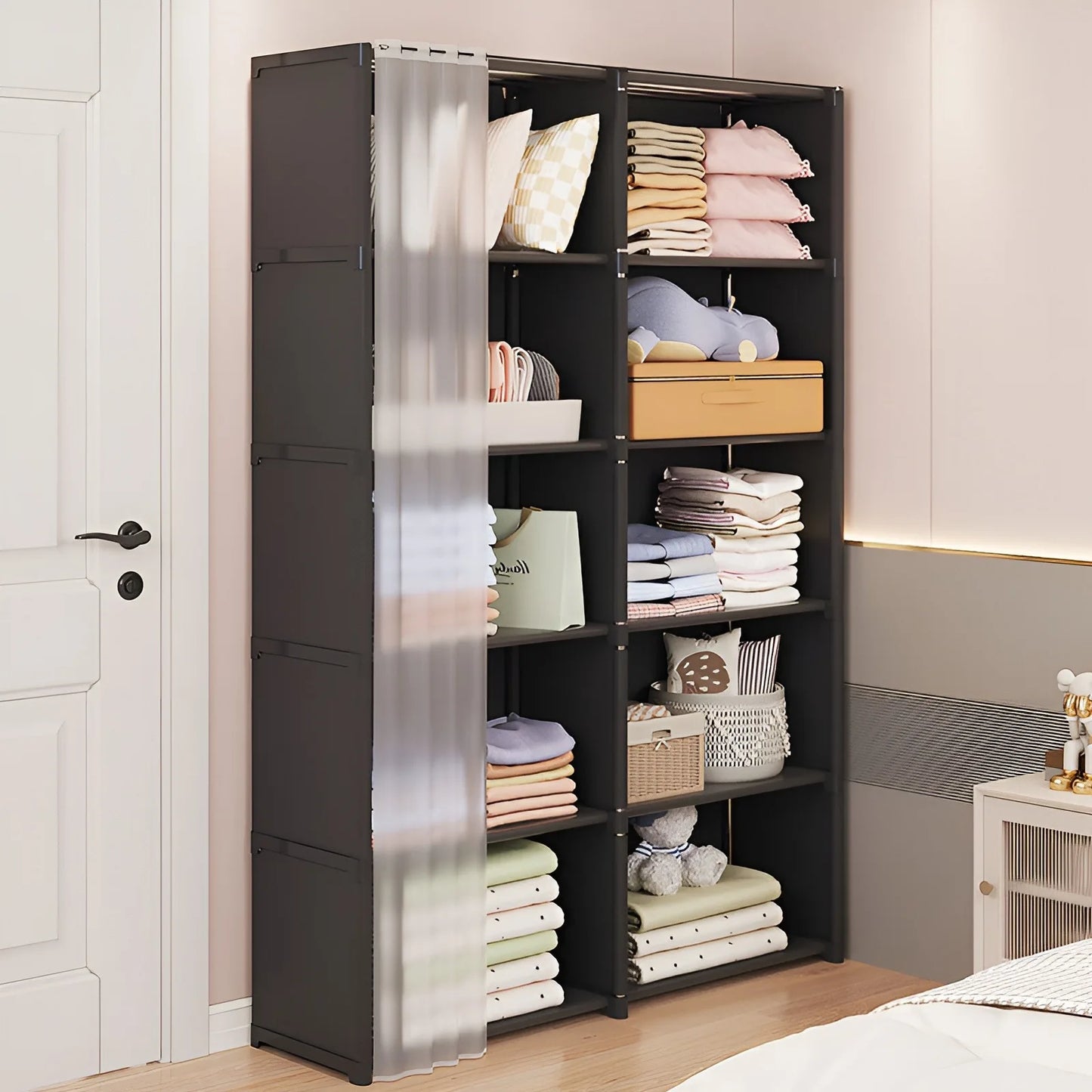 Wardrobe  Clothes  Storage Organizer  Partition Bookshelf Cabinet