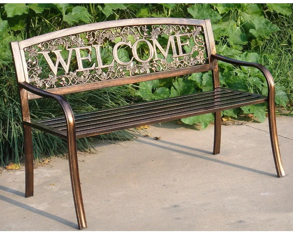 Welcome Outdoor Bench Rustic Garden Furniture for Patio