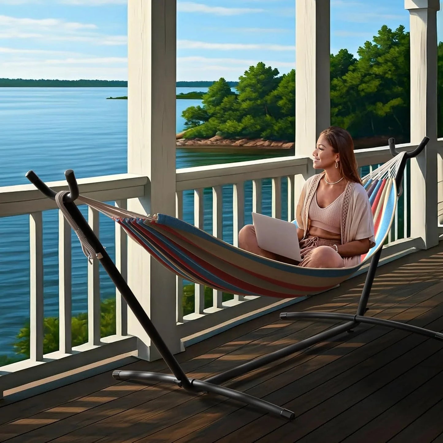 2-Person Hammock  /Steel Stand & Carry Bag, 450LB Capacity