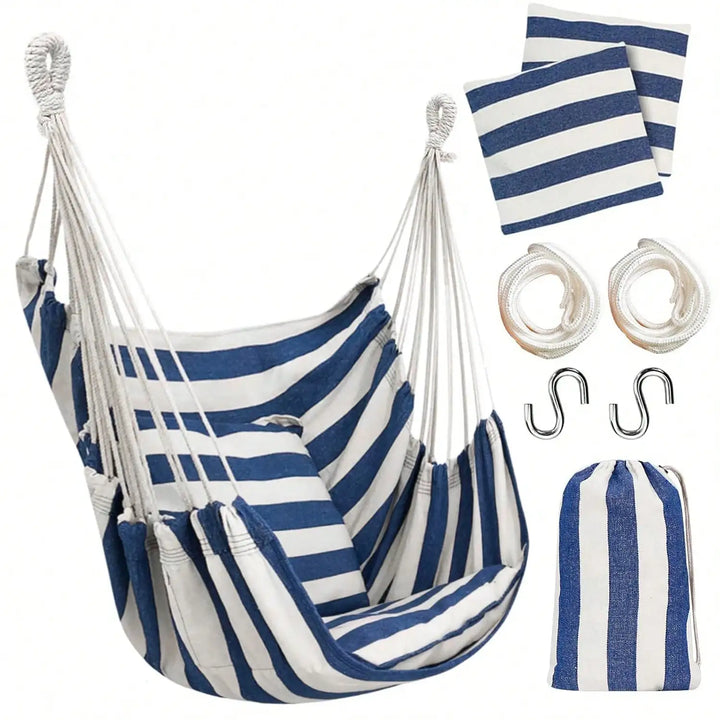 Hanging Hammock Chair Rope Swing 2 Cushions Included