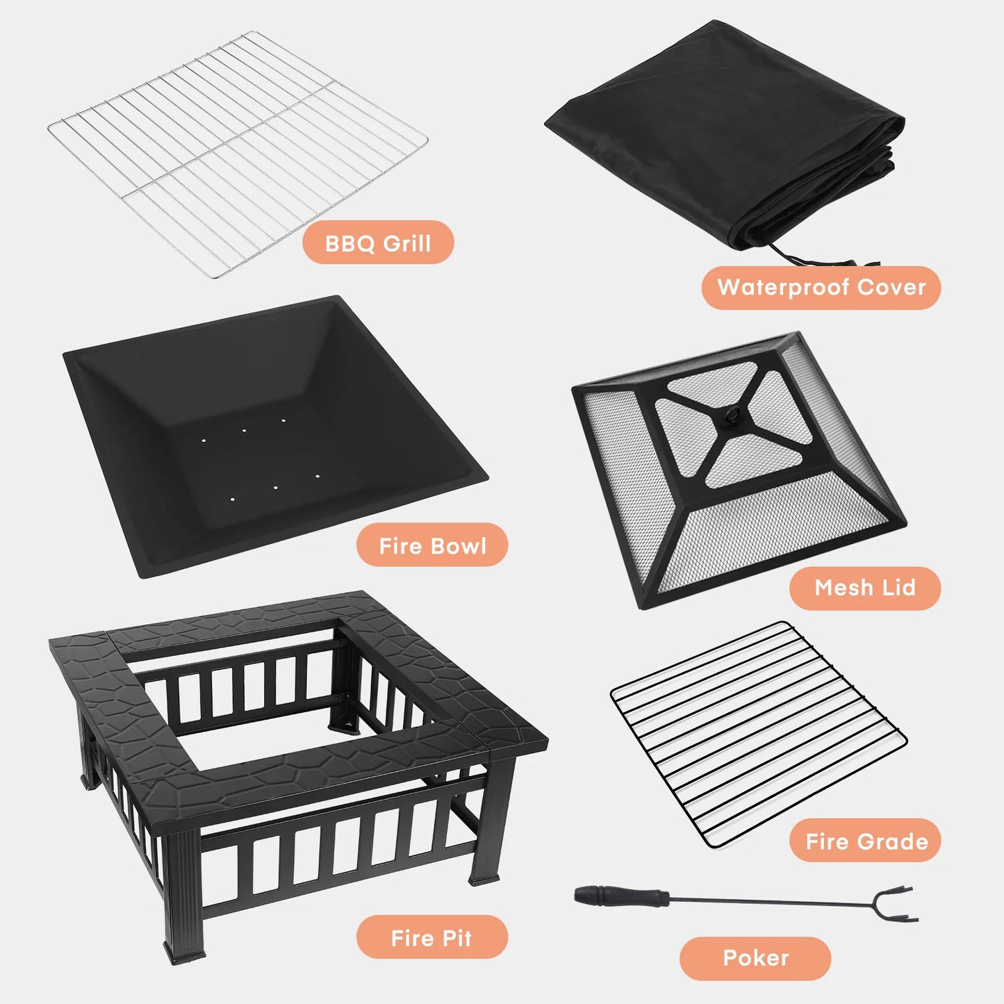 Wood Burning Fire Pit Table,  Patio Bonfire Party