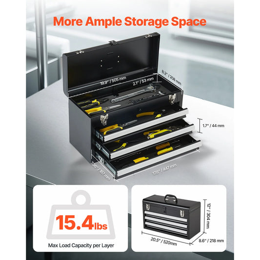 3-Drawer Metal Tool Chest /Organizer
