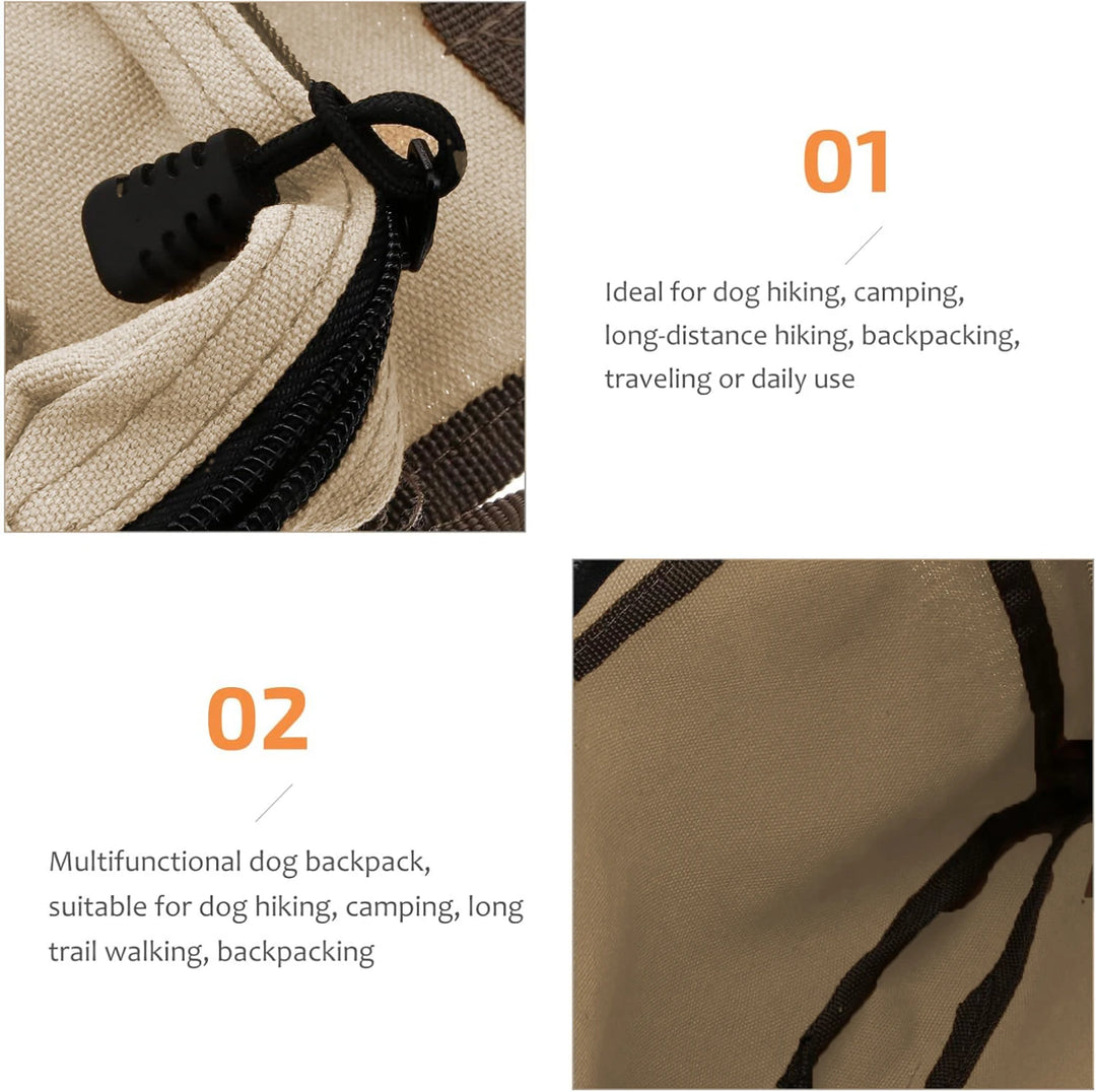 Dog Backpack for Everyday Use Saddle Bag Canvas Vest Camping Backpacks Khaki Pet