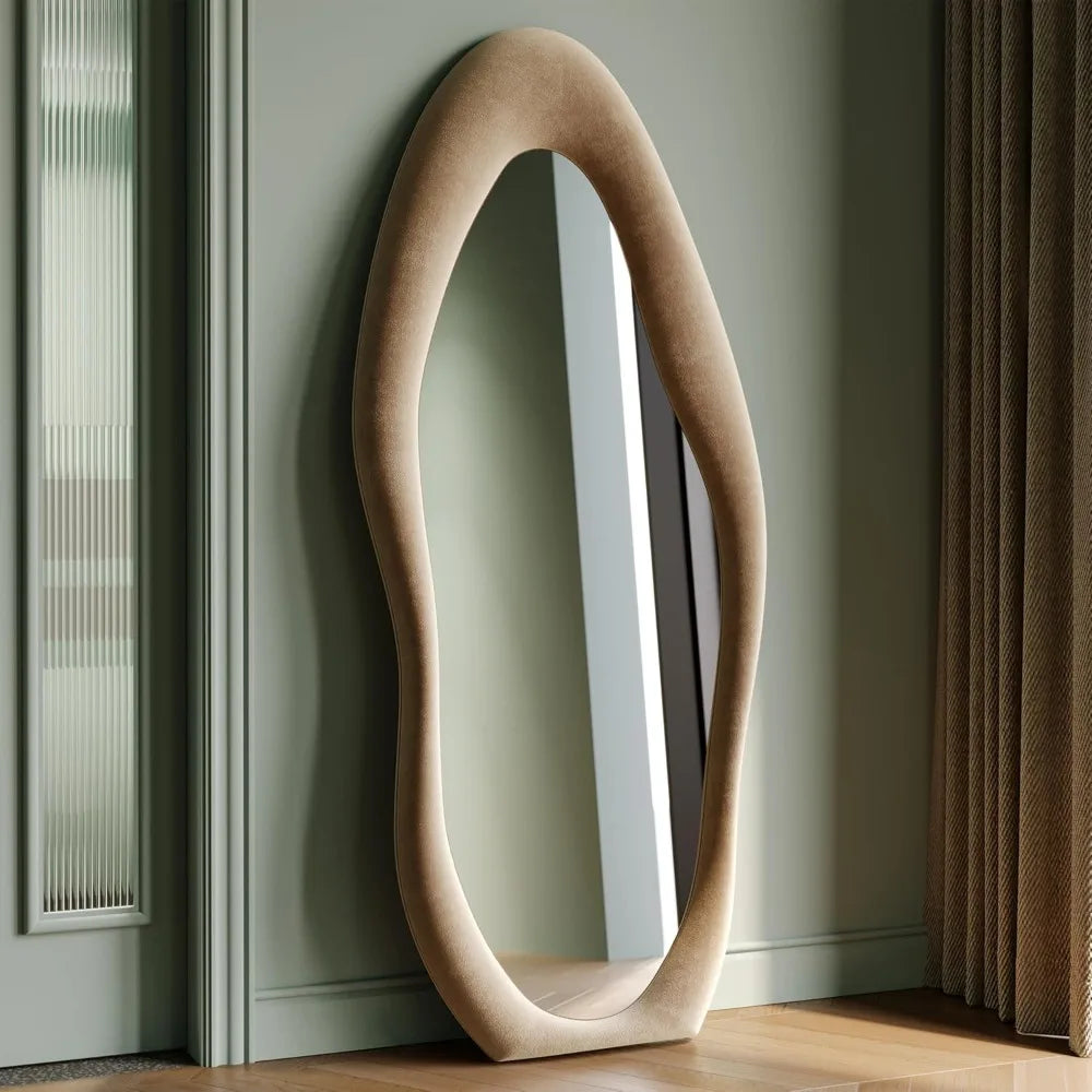 full-length mirror, irregular wave mirror hanging or leaning