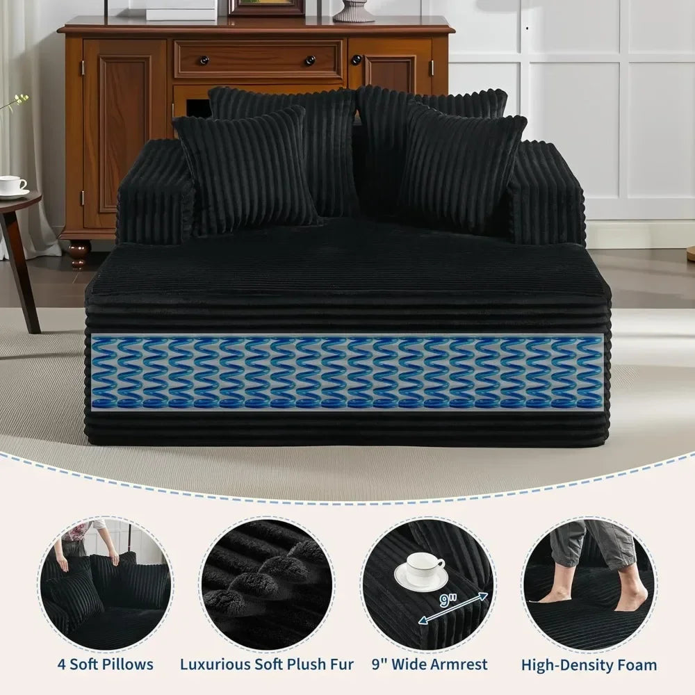 61" L Lounge Chair Sofa Bed   , Comfy Fluffy