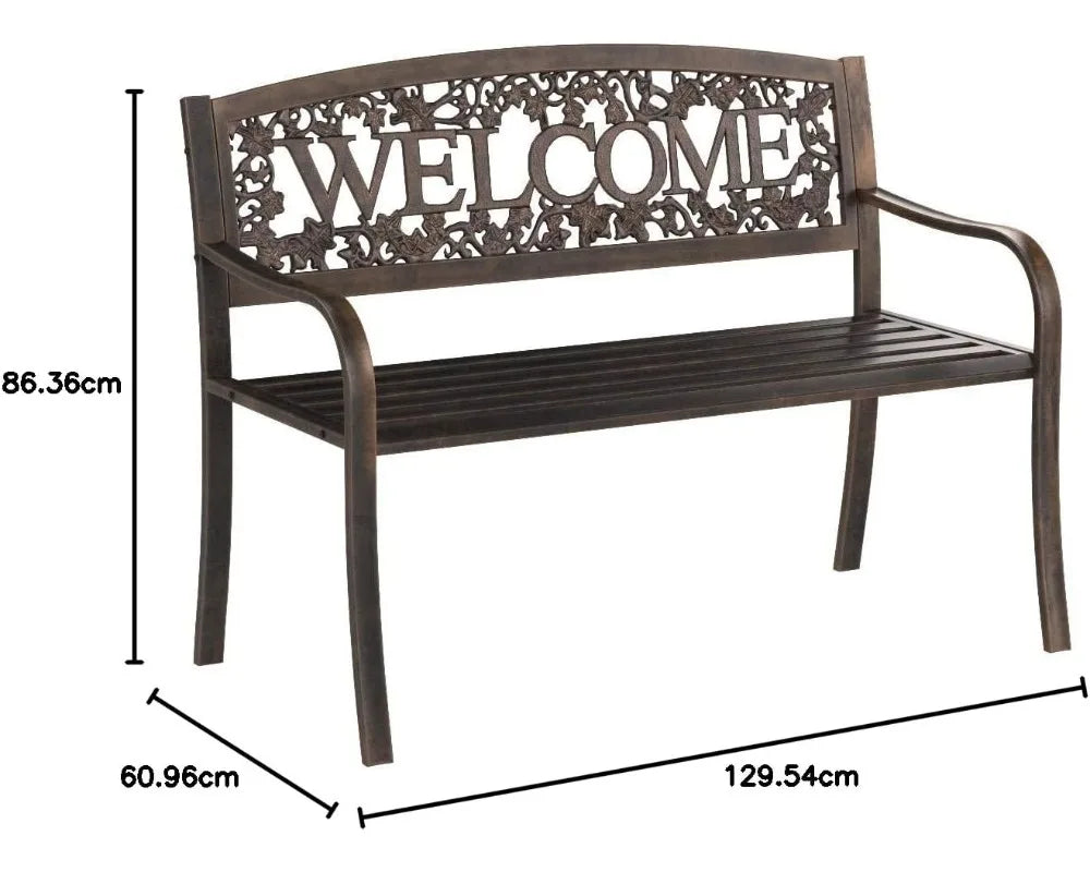 Welcome Outdoor Bench Rustic Garden Furniture for Patio