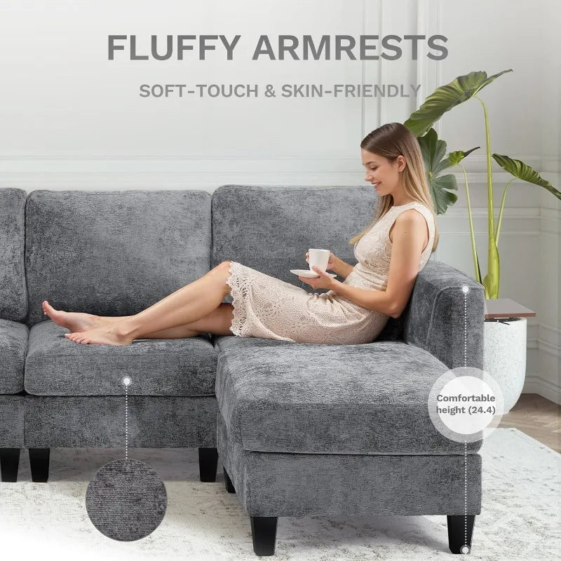 U-Shaped  Couch,  with 2 Ottomans and Foldable Side Table