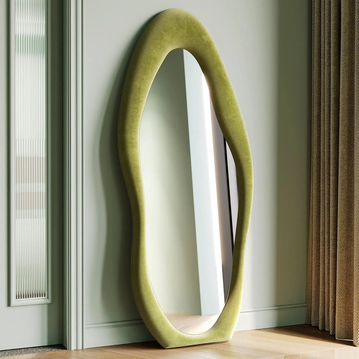 full-length mirror, irregular wave mirror hanging or leaning