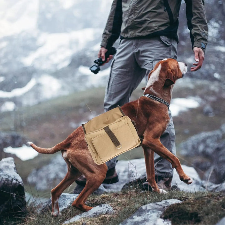 Dog Backpack for Everyday Use Saddle Bag Canvas Vest Camping Backpacks Khaki Pet