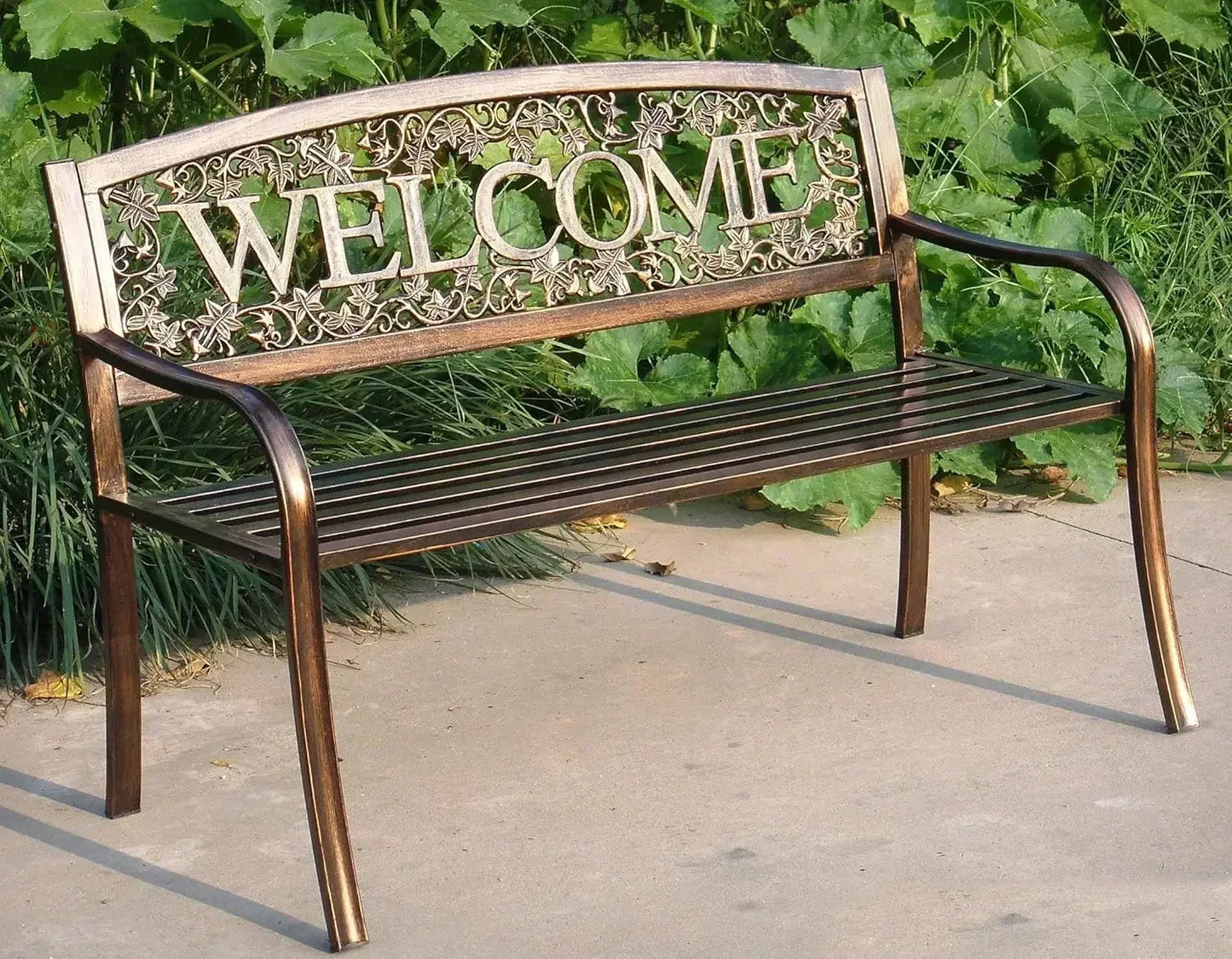 Customizable  Metal Welcome Outdoor Bench