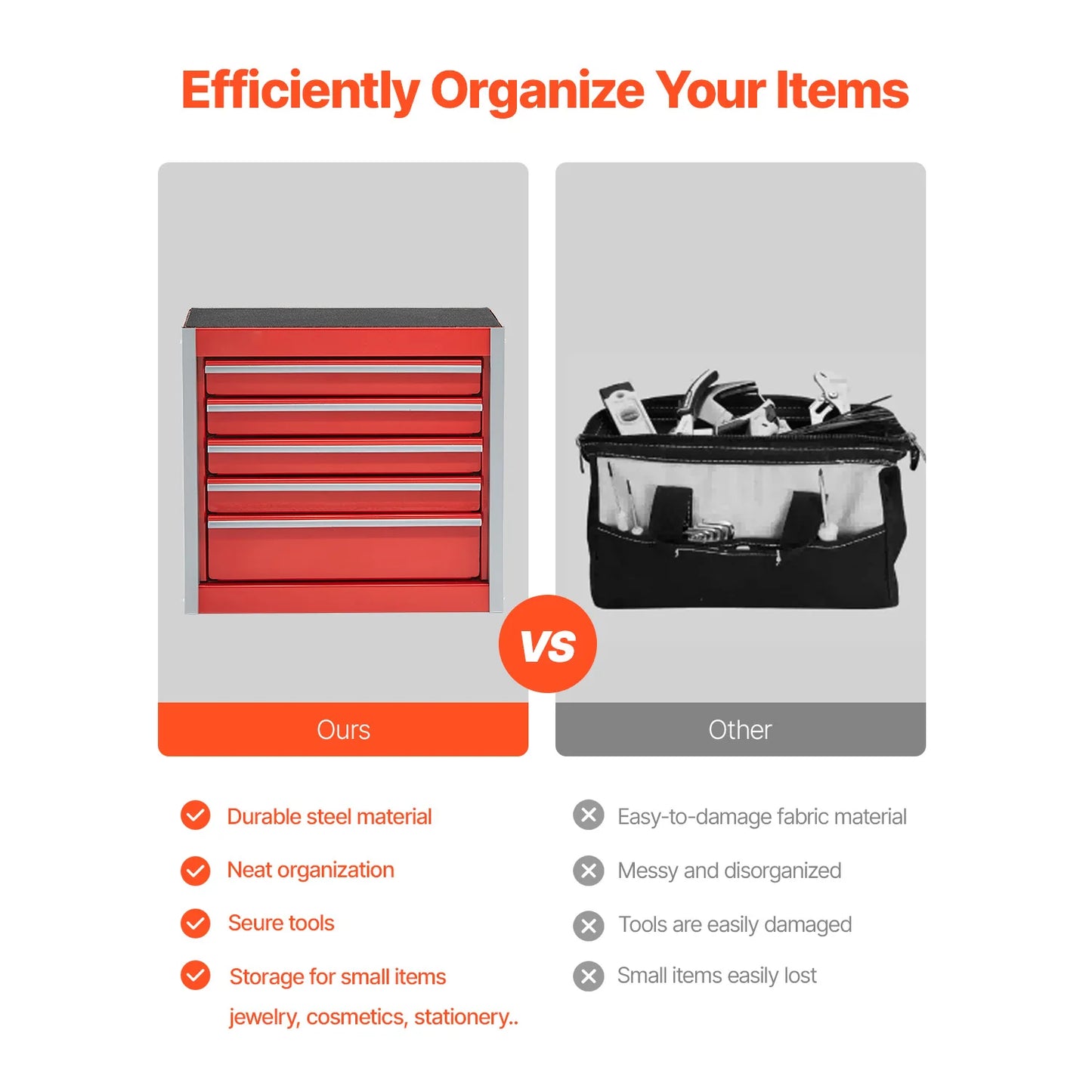 8.6in Metal Tool Box with PP Feet Pads for  Storage