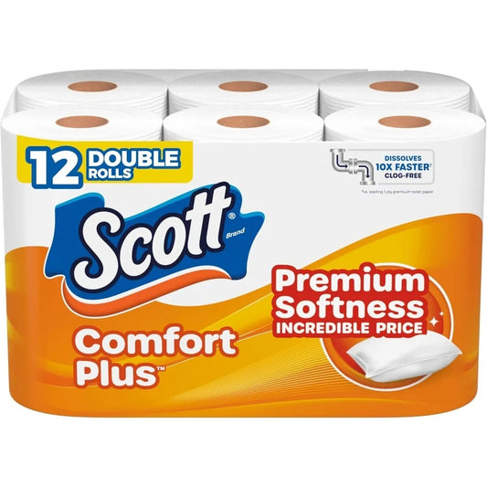 Toilet Paper, 12 Double Rolls, 231 Sheets per Roll, Septic-Safe, 1-Ply Toilet Tissue